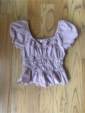 Smocked Puff Sleeve Crop Top in Lavender